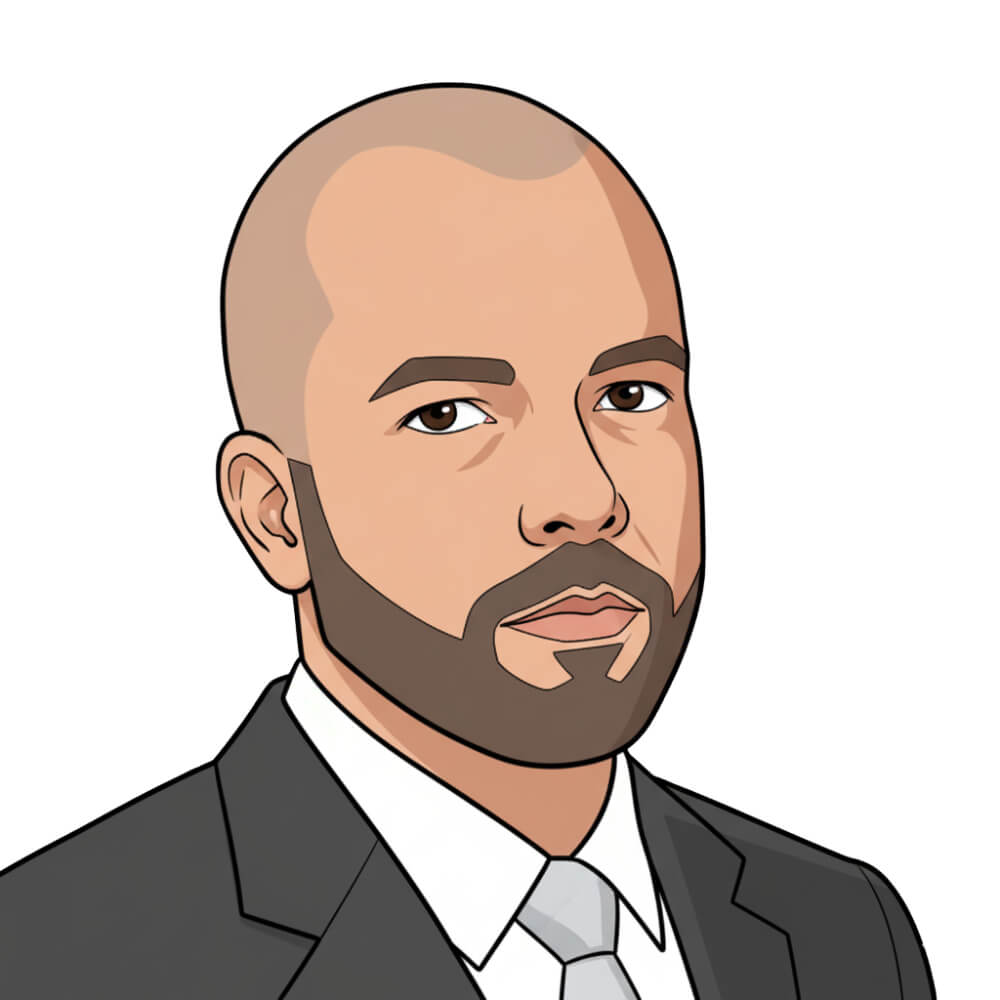 Cartoon illustration of Jared Newnam